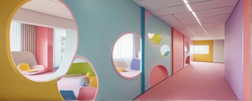 children's interior,children's room,school design,kids room,color wall,ufo interior,hallway space,children's operation theatre,children's bedroom,creative office,interior design,baby room,interior decoration,the little girl's room,daylighting,pediatrics,color circle articles,room divider,nursery decoration,hallway,Photography,General,Realistic