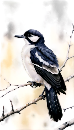 loggerhead shrike,belted kingfisher,bird painting,pied kingfisher,european pied flycatcher,butcherbird,pied flycatcher,northern mockingbird,northern grey shrike,europeon pied fly catcher,bird illustration,black and white warbler,shrike,chickadee,pied triller,watercolor bird,eastern kingbird,kookabura,blue jay,kookaburra,Illustration,Paper based,Paper Based 25