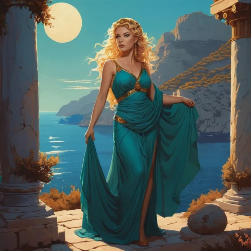 fantasy picture,aphrodite,fantasy portrait,aphrodite's rock,celtic queen,cleopatra,fantasy art,celtic woman,cybele,merida,fantasy woman,elsa,greek myth,rusalka,athena,artemisia,greek mythology,elaeis,world digital painting,mermaid background,Conceptual Art,Fantasy,Fantasy 32