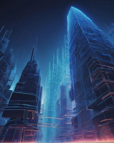 futuristic architecture,futuristic landscape,cyberspace,cityscape,metropolis,futuristic,digital compositing,blur office background,cyberpunk,fractal environment,kirrarchitecture,skyscrapers,virtual landscape,urban towers,city skyline,3d background,urbanization,high rises,abstract corporate,tall buildings,Illustration,Abstract Fantasy,Abstract Fantasy 13