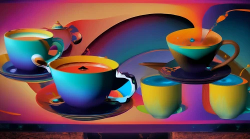 teapots,neon tea,tea set,fragrance teapot,tea cups,neon coffee,cups of coffee,low poly coffee,teapot,coffee mugs,tea pot,cups,coffee pot,hot drinks,neon drinks,coffee cups,blue coffee cups,colorful glass,colorful drinks,yellow cups