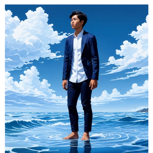 ocean background,ocean,walk on water,man at the sea,sea,blue background,sea ocean,at sea,el mar,seafarer,sail blue white,image manipulation,the man in the water,god of the sea,nautical,sea god,ocean blue,seawater,on a transparent background,sea water,Photography,General,Realistic