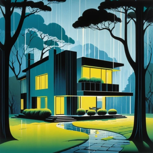 mid century house,mid century modern,houses clipart,art deco,mid century,modern house,smart house,house in the forest,home landscape,modern architecture,travel poster,futuristic landscape,cube house,sci fiction illustration,house painting,futuristic architecture,landscape designers sydney,archidaily,dunes house,contemporary,Illustration,Vector,Vector 09