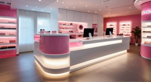 cosmetics counter,women's cosmetics,shoe store,candy store,jewelry store,candy shop,women's closet,pink macaroons,cake shop,cosmetics,walk-in closet,beauty room,boutique,store,soap shop,candy bar,pâtisserie,perfumes,kitchen shop,retail,Photography,General,Realistic