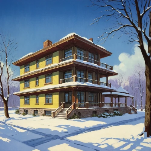 winter house,snow scene,snowhotel,snow house,mid century house,1955 montclair,timber house,henry g marquand house,house painting,ruhl house,holiday home,apartment house,snow roof,wooden house,model house,mid century modern,country hotel,house purchase,two story house,house drawing,Illustration,Retro,Retro 10