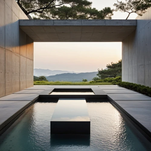 corten steel,infinity swimming pool,japanese architecture,zen garden,landscape design sydney,japanese zen garden,concrete blocks,concrete slabs,archidaily,dunes house,exposed concrete,landscape designers sydney,modern architecture,roof landscape,south korea,concrete construction,reflecting pool,asian architecture,cube house,jeju