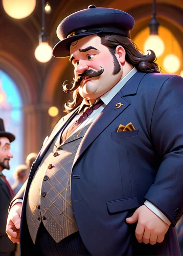 figaro,disney character,merchant,kingpin,gentlemanly,male character,bowler hat,gentleman icons,aristocrat,cg artwork,admiral von tromp,french digital background,steam release,skipper,concierge,steam icon,inspector,ringmaster,bellboy,competition event,Anime,Anime,Cartoon