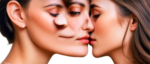 girl kiss,amorous,kissing,olfaction,image manipulation,photoshop manipulation,cheek kissing,dualism,two people,mother kiss,optical ilusion,making out,man and woman,whispering,face to face,boy kisses girl,self hypnosis,self-deception,split personality,women's eyes,Illustration,Paper based,Paper Based 23