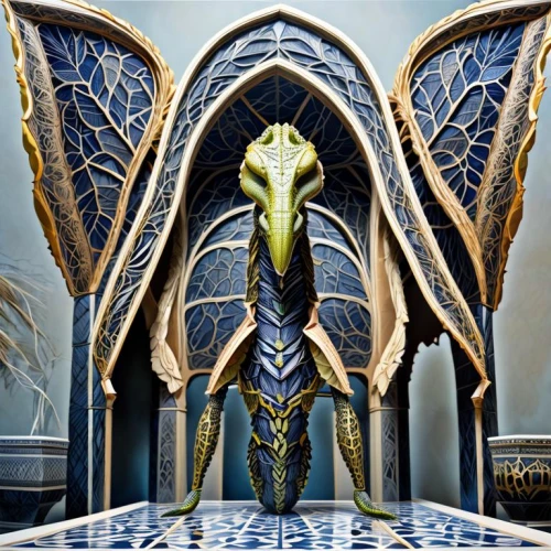 atlas moth,art nouveau design,fractalius,art nouveau,the throne,mandelbulb,throne,regal moth,art deco,portal,fractals art,patterned wood decoration,ornate,cleanup,promethea silkmoth,scales of justice,ornate room,art deco ornament,harp of falcon eastern,knight pulpit