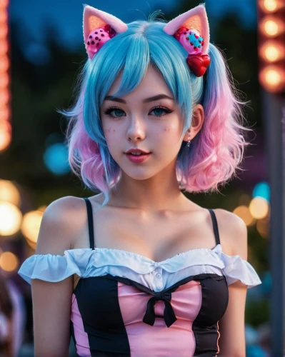 harajuku,japanese kawaii,asian costume,cat ears,japanese idol,hatsune miku,kawaii,anime girl,cosplay image,disney character,kawaii girl,miku,minnie mouse,japanese doll,mikuru asahina,cosplayer,anime japanese clothing,pi mai,cosplay,cotton candy,Photography,General,Realistic