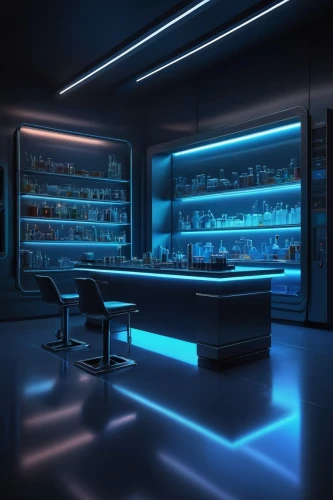 bar counter,liquor bar,unique bar,cosmetics counter,visual effect lighting,neon light drinks,sci fi surgery room,nightclub,laboratory,pharmacy,neon cocktails,bar,neon drinks,neon human resources,piano bar,ambient lights,blur office background,3d background,chemical laboratory,pantry,Illustration,Realistic Fantasy,Realistic Fantasy 27