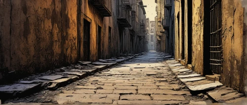 narrow street,the cobbled streets,lecce,alley,alleyway,cobblestones,medieval street,sicily,naples,riad,stone town,old linden alley,cobbles,via roma,arles,damascus,souk,souq,blind alley,townscape,Art,Classical Oil Painting,Classical Oil Painting 28