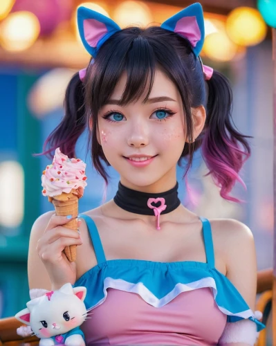 kawaii ice cream,japanese kawaii,disney character,kawaii,cat ears,ice cream,soft ice cream,kawaii girl,mikuru asahina,ice cream stand,soft serve ice creams,icecream,harajuku,doll cat,sweet ice cream,milk ice cream,cosplay image,kawaii food,pink ice cream,sundae,Illustration,Japanese style,Japanese Style 02