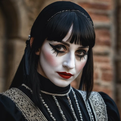 whitby goth weekend,goth whitby weekend,gothic portrait,vampire woman,gothic woman,goth woman,mime artist,vampire lady,gothic fashion,mime,cruella de ville,pierrot,goth subculture,dark gothic mood,cruella,goth festival,vampire,dracula,gothic style,goth weekend,Photography,General,Natural