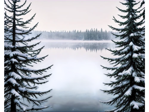 spruce-fir forest,temperate coniferous forest,silvertip fir,spruce trees,coniferous forest,spruce forest,winter lake,snow in pine trees,winter background,fir trees,trillium lake,evergreen trees,winter forest,coniferous,winter landscape,pine trees,fir forest,boreal,snowy landscape,snow landscape,Illustration,American Style,American Style 12