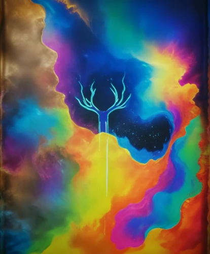 colorful tree of life,tree of life,painted tree,rainbow background,psychedelic art,magic tree,watercolor tree,colorful foil background,glowing antlers,rainbow pencil background,unicorn background,smoke art,colorful background,psychedelic,hallucinogenic,flourishing tree,art background,burning tree trunk,stag,rooted,Photography,General,Fantasy