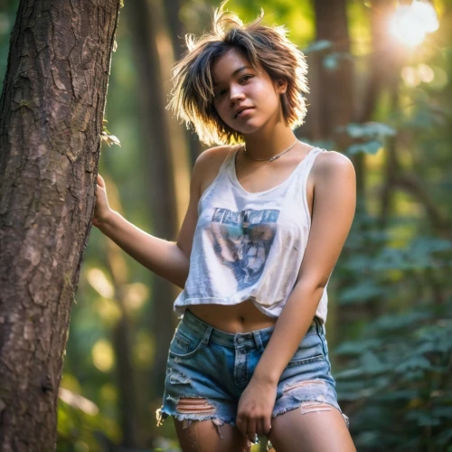 girl in t-shirt,in the forest,forest background,farmer in the woods,portrait photography,girl with tree,perched on a log,nature,isolated t-shirt,tshirt,people in nature,countrygirl,wild nature,live in nature,jungle,nature love,tree top,chanterelle,forest clover,spruce shoot,Conceptual Art,Oil color,Oil Color 21