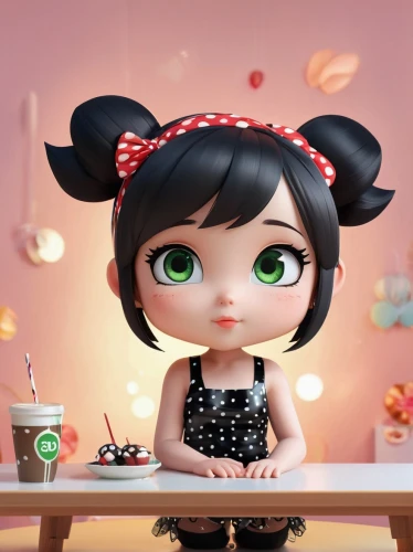 cute cartoon character,cute cartoon image,two-point-ladybug,clay animation,agnes,ladybug,animated cartoon,sugar paste,girl with cereal bowl,rockabella,chibi girl,cartoon character,character animation,animator,artist doll,doll kitchen,3d fantasy,kids illustration,girl sitting,funko,Unique,3D,3D Character