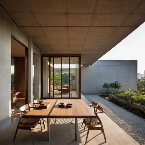 dunes house,corten steel,exposed concrete,concrete ceiling,concrete slabs,concrete construction,concrete blocks,archidaily,breakfast room,japanese architecture,residential house,concrete,outdoor table and chairs,cubic house,roof landscape,mid century house,concrete wall,wooden windows,timber house,asian architecture,Photography,General,Realistic