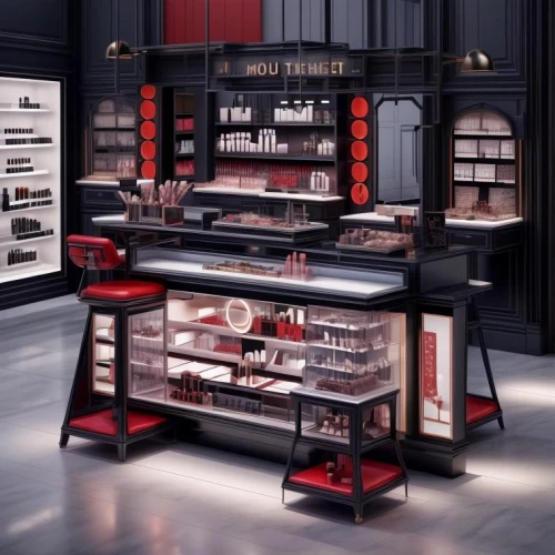 cosmetics counter,kitchen shop,dark cabinetry,dark cabinets,shoe cabinet,cabinets,cabinetry,women's cosmetics,china cabinet,storage cabinet,cosmetic products,baking equipments,cosmetics,dolls houses,beauty room,pantry,apothecary,kitchen cabinet,bar counter,drawers
