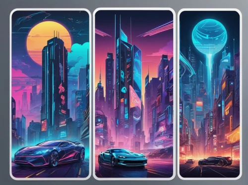 futuristic landscape,cities,futuristic,city cities,sci fiction illustration,3d car wallpaper,neon arrows,cityscape,fantasy city,backgrounds,cg artwork,city blocks,cars,mobile video game vector background,retro background,skyscrapers,high-rises,metropolis,high rises,skyline,Unique,Design,Sticker