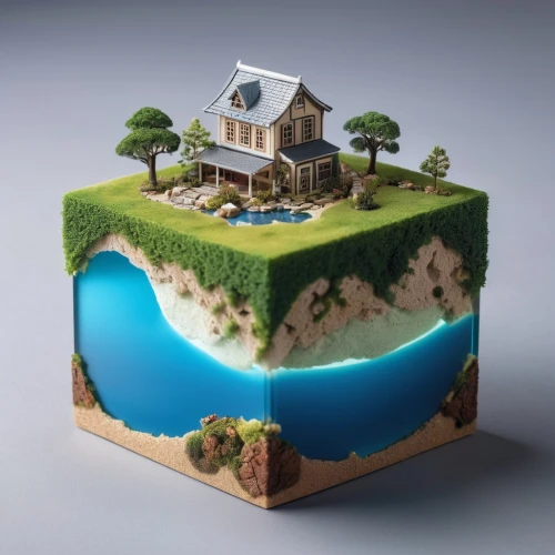 floating island,floating islands,artificial islands,miniature house,house with lake,island suspended,floating huts,cube stilt houses,3d fantasy,artificial island,house by the water,inverted cottage,coastal protection,underwater landscape,cube house,home landscape,an island far away landscape,terraforming,tiny world,underwater playground,Photography,General,Realistic