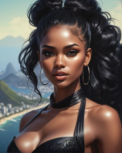 moana,polynesian girl,brazilianwoman,fantasy portrait,world digital painting,rosa ' amber cover,tiana,rio,polynesian,maria bayo,portrait background,bora-bora,ebony,fantasy art,cleopatra,black woman,african american woman,copacabana,marina,african woman,Conceptual Art,Fantasy,Fantasy 17