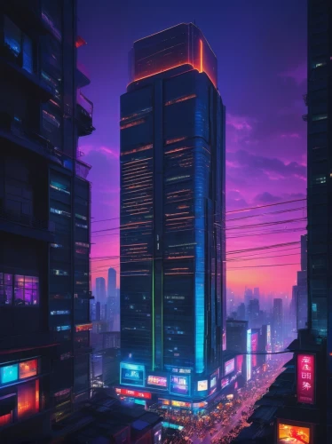shinjuku,tokyo city,tokyo,taipei,cityscape,colorful city,umeda,osaka,evening city,dusk,shanghai,cyberpunk,honolulu,skyscraper,kowloon,shibuya,high-rises,city at night,skyscrapers,tokyo ¡¡,Art,Artistic Painting,Artistic Painting 02