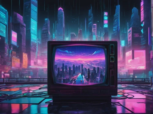 television,cyberpunk,tv,analog television,retro television,80s,lcd tv,80's design,vapor,cyber,vhs,aesthetic,cityscape,retro background,cyberspace,abstract retro,futuristic,plasma tv,virtual,colorful city,Art,Classical Oil Painting,Classical Oil Painting 02