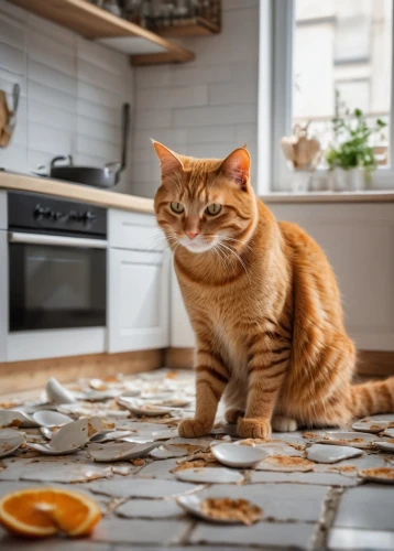 ginger cat,orange slices,almond tiles,marmalade,red tabby,blini,domestic cat,cat food,pieces of orange,tile kitchen,cat image,pet vitamins & supplements,gingerbread maker,pumpkin seeds,american shorthair,ginger cookie,mess in the kitchen,kitchen appliance accessory,food warmer,funny cat,Photography,General,Natural