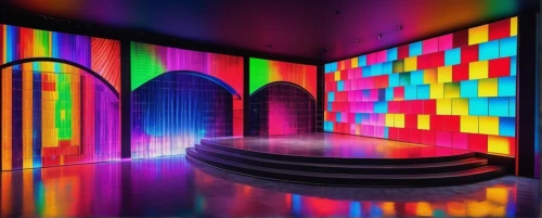 colored lights,colorful light,color wall,art deco background,light art,light spectrum,3d background,vivid sydney,stage design,led display,colorful glass,futuristic art museum,nightclub,theater curtain,prism,light phenomenon,prismatic,colorful facade,prism ball,light space,Photography,General,Realistic