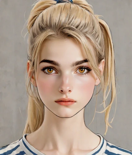 realdoll,doll's facial features,natural cosmetic,female doll,girl portrait,portrait of a girl,portrait background,cosmetic,bun,blonde girl,blond girl,artist doll,girl doll,clementine,cute cartoon character,child girl,beauty face skin,cinnamon girl,elsa,cosmetic brush,Digital Art,Comic