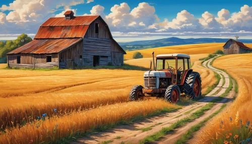 farm landscape,rural landscape,farm tractor,farm background,tractor,field of cereals,agriculture,grain harvest,agricultural,rural,straw harvest,hay farm,agricultural machinery,wheat field,straw cart,straw carts,grain field,home landscape,straw field,agricultural machine,Conceptual Art,Graffiti Art,Graffiti Art 09