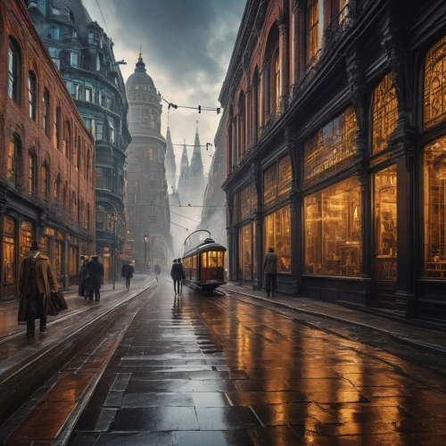 saintpetersburg,city scape,arbat street,the cobbled streets,st petersburg,man with umbrella,saint petersburg,evening atmosphere,moscow,atmospheric,world digital painting,warsaw,street scene,new york streets,photomanipulation,walking in the rain,urban landscape,moscow city,helsinki,photoshop manipulation,Photography,General,Natural