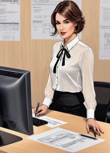 secretary,businesswoman,office worker,business woman,receptionist,administrator,business women,businesswomen,bookkeeper,bussiness woman,blur office background,white-collar worker,night administrator,telephone operator,switchboard operator,place of work women,business girl,accountant,girl at the computer,attorney,Illustration,Black and White,Black and White 34