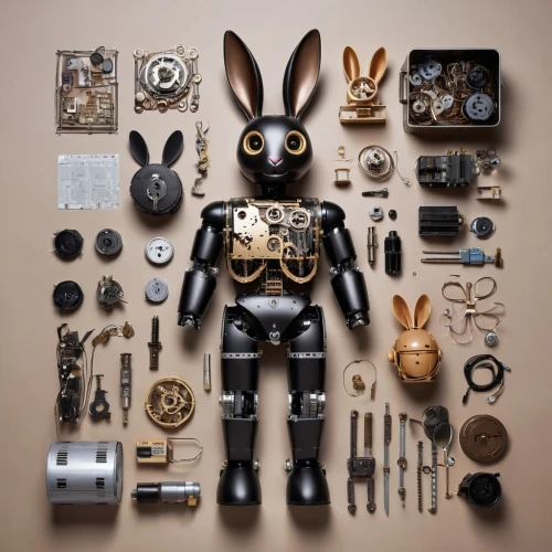 metal toys,watchmaker,assemblage,steampunk,clockmaker,scrap collector,toys,wood rabbit,cuckoo clock,tin toys,wooden toys,toy photos,objects,disassembled,cuckoo clocks,rubber doll,playmobil,district 9,plastic toy,smart album machine,Unique,Design,Knolling