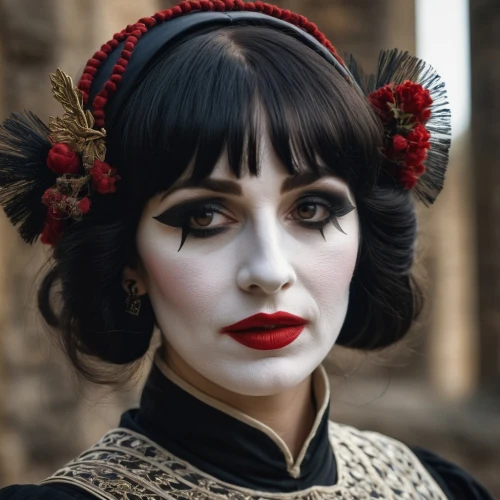 miss circassian,mime artist,queen of hearts,pierrot,vintage makeup,catrina calavera,the carnival of venice,jester,puy du fou,mime,vampire woman,whitby goth weekend,victorian lady,geisha,gothic portrait,la catrina,goth whitby weekend,geisha girl,cleopatra,la calavera catrina,Photography,General,Natural