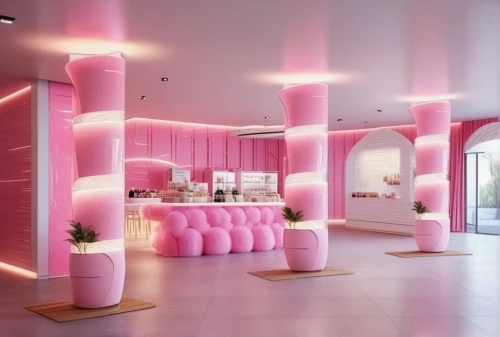 beauty room,ice cream shop,interior design,pink ice cream,interior decoration,beauty salon,ice cream parlor,pink macaroons,modern decor,candy bar,cosmetics counter,pink city,cake shop,neon candies,interior modern design,color pink,lobby,pink chair,pink squares,hotel lobby,Photography,General,Commercial