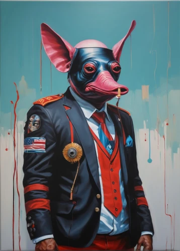 mayor,color rat,a black man on a suit,pig,businessman,ceo,streampunk,the french bulldog,society finch,necktie,banker,corporate,pink tie,inner pig dog,suckling pig,black businessman,jackal,politician,anthropomorphized animals,suit,Illustration,Realistic Fantasy,Realistic Fantasy 24
