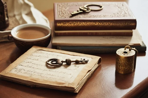 tea and books,coffee and books,writing accessories,pocket watch,vintage pocket watch,music keys,music instruments on table,journal,violin key,writing instrument accessory,music book,key ring,music instruments,door key,diary,arabic coffee,music chest,photograph album,still life photography,music box,Conceptual Art,Daily,Daily 03