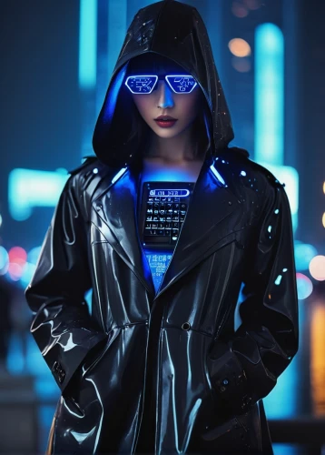 cyber glasses,cyberpunk,futuristic,cyber,electro,neon lights,blue light,jacket,neon light,high-visibility clothing,neon human resources,wearables,nokia hero,cyborg,electric blue,hoodie,terminator,glare protection,electronic,cyberspace,Photography,Fashion Photography,Fashion Photography 03