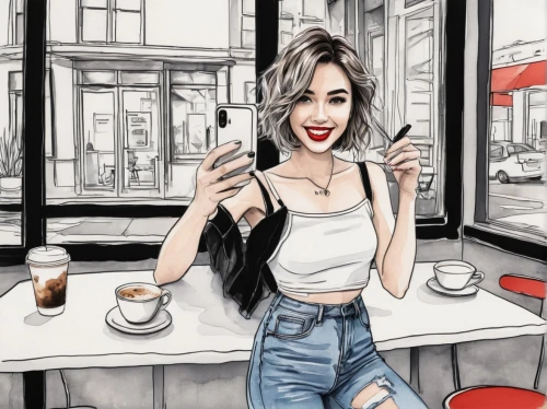 parisian coffee,coffee tea illustration,woman at cafe,coffee tea drawing,coffee watercolor,woman drinking coffee,barista,coffee background,fashion illustration,watercolor cafe,paris cafe,coffee shop,drinking coffee,coffee break,street cafe,digital painting,digital drawing,coffee,fashion vector,french coffee,Illustration,Black and White,Black and White 34
