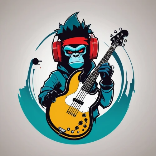 monkeys band,minions guitar,jazz guitarist,electric guitar,guitar player,vector illustration,guitarist,bass guitar,guitor,rock penguin,guitar head,guitar,rock band,musical rodent,musician,vector graphic,vector art,epiphone,rocket raccoon,bassist,Unique,Design,Logo Design