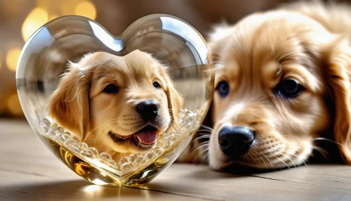 golden retriever,pet vitamins & supplements,golden retriver,puppy love,golden retriever puppy,wineglass,cute puppy,cavalier king charles spaniel,wine glasses,a heart for animals,two hearts,golden heart,mirror image,sweethearts,wine glass,mirror reflection,puppies,drinking glasses,basset hound,bokeh hearts,Photography,General,Realistic