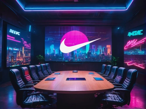 nike,boardroom,neon,corporate,neon human resources,conference room,neon sign,wallpaper,aesthetic,board room,meeting room,neon lights,neon colors,80's design,neon cocktails,neon ghosts,neon drinks,futuristic,neon light,sports wall,Conceptual Art,Sci-Fi,Sci-Fi 27