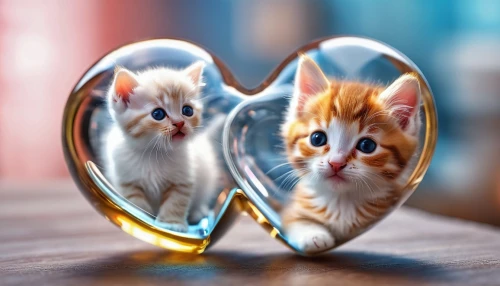 heart shape frame,cute cat,ginger kitten,cute heart,kittens,a heart for animals,mirror reflection,cat lovers,heart clipart,mirror image,puffy hearts,cute animals,two hearts,cat love,heart-shaped,pet vitamins & supplements,cat frame,baby cats,heart shaped,mirrored,Photography,General,Realistic