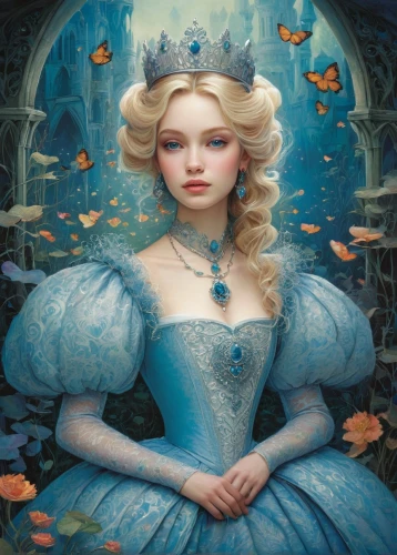 cinderella,fairy tale character,the snow queen,fairy queen,fairy tale,white rose snow queen,children's fairy tale,fairy tales,fantasy portrait,fairytale characters,elsa,alice,holly blue,princess sofia,a fairy tale,fantasia,fairytales,blue enchantress,fantasy art,vanessa (butterfly),Illustration,Realistic Fantasy,Realistic Fantasy 05