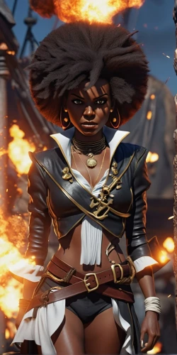 ebony,maria bayo,female warrior,fire background,warrior woman,wind warrior,afro-american,pirate,neottia nidus-avis,raider,african american woman,chaka,zulu,voodoo woman,mk1,black nuken,fire master,game character,kali,afroamerican,Photography,General,Realistic