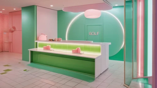 beauty room,pink green,the little girl's room,soap shop,luxury bathroom,shower bar,neon candies,kitchenette,ufo interior,cosmetics counter,neon ice cream,washroom,ice cream shop,the tile plug-in,laundry room,bathroom,interior design,shower base,baby room,3d rendering,Photography,General,Realistic
