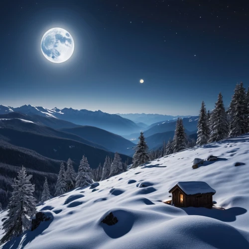 moonlit night,christmas landscape,snowy landscape,snow landscape,christmas snowy background,mountain hut,winter house,mountain huts,moon and star background,moon seeing ice,snowhotel,night snow,winter landscape,winter background,moonlit,snow house,snow shelter,the cabin in the mountains,winter dream,snow scene,Photography,General,Realistic